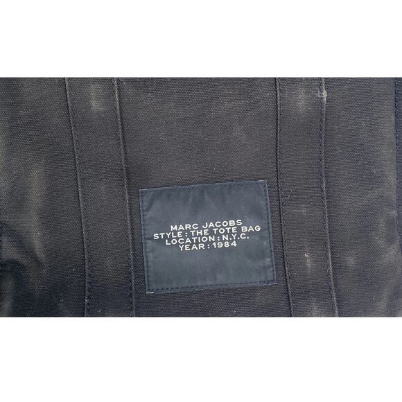 Marc Jacobs Black Canvas Tote Bag w/ Adjustable Shoulder Strap - Picture 3 of 8